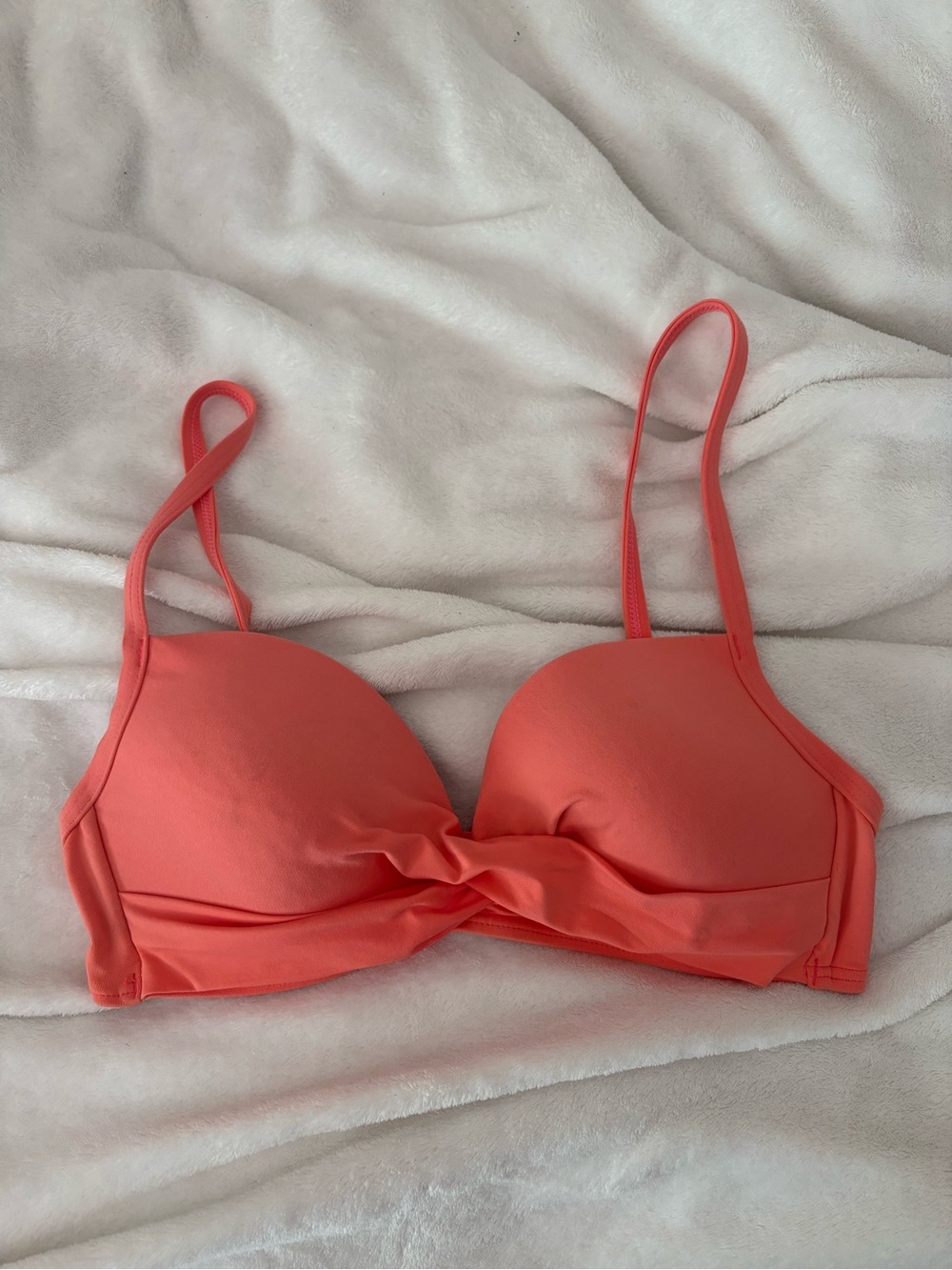 Kate Spade Coral Twist Front Bikini Top (runs large)